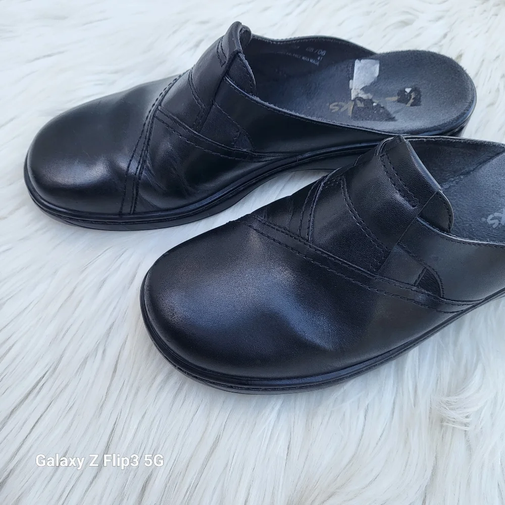Clarks Black Slip On Loafers Mules 7M - Picture 4 of 12